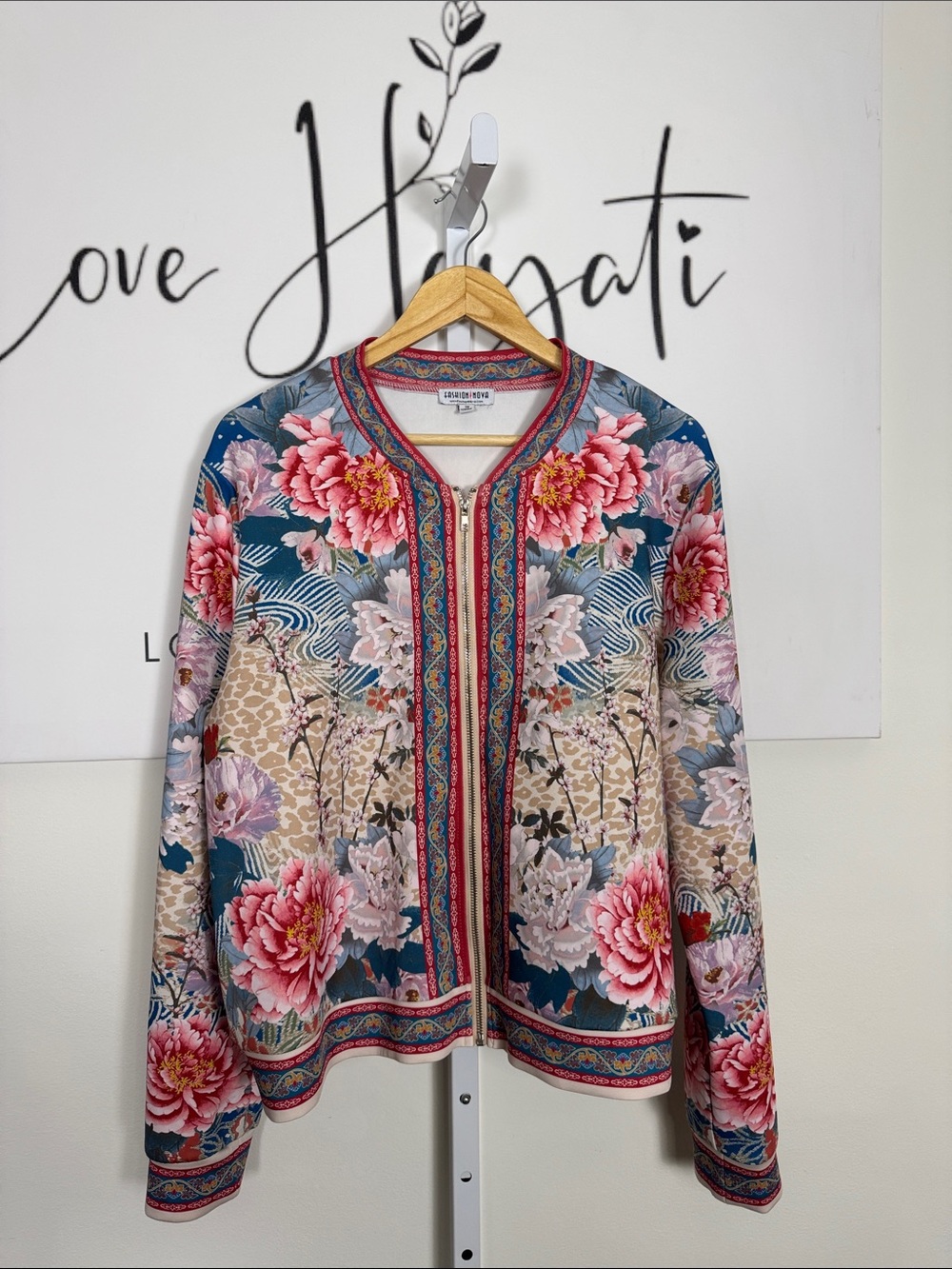 Fashion Nova Floral Zip Jacket Plus Size 3X Statement